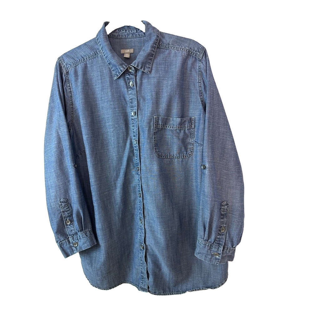 J.Jill Blue Denim Classic shirt Long Sleeves Button Down Sz  2 X